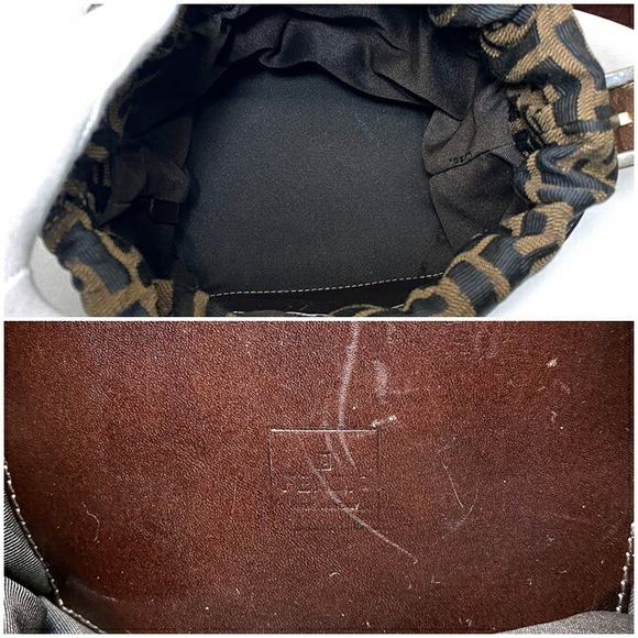 Fendi Bucket Bag Canvas Leather Drawstring Khaki Brown - Picture 10 of 10